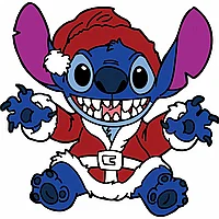 Set 8 bucati, Sticker Lilo and Stitch imbracat in Mos Craciun, INOVATIX®. 6 cm