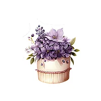 Set 8 bucati,Sticker Tort briosa cu flori,INOVATIX®. 6 cm