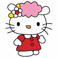 Set 8 bucati,Sticker Hello Kitty cu flori in par,INOVATIX®. 6 cm