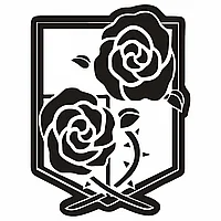 Set 8 bucati,Sticker Attack on titan logo cu trandafiri,INOVATIX®. 6 cm