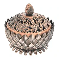 Arzator, supot de conuri aromaterapie sau tamaie, elegant in forma de lotus, cu un capac impodobit cu