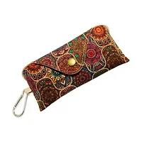 Toc/etui ochelari, din pluta, floral, rosu, maro, multicolor