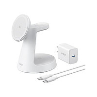 Incarcator wireless magnetic Anker MagGo 3-in-1 MagSafe Qi2 15W (incarcator si cablu inclus), Alb