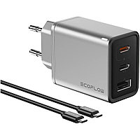 Incarcator retea Fast Charger EcoFlow 65W GaN 2x USB-C 1x USB-A (cablu 100W inclus)