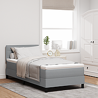 Pat Box Spring cu Saltea Gri Deschis 100x200 cm Țesătură