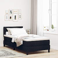 Pat Box Spring cu Saltea Negru 90x190 cm Marmură