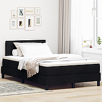 Pat Box Spring cu Saltea Neagră 120x190 cm Țesătură