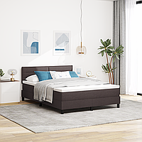 Pat Box Spring cu Saltea Gri Întunecat 160x200 cm Țesătură