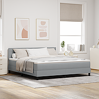 Pat Box Spring cu Saltea Gri Deschis 180x200 cm Țesătură