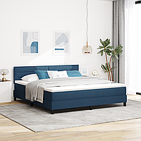 Pat Box Spring cu Saltea Albastru 180x200 cm Textil