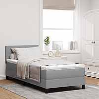 Pat Box Spring cu Saltea Gri Deschis 80x200 cm Textil