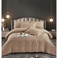 Lenjerie de pat matrimonial Casa Pucioasa, 6 piese, Damasc, bumbac gros, cu elastic