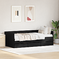 Daybed Stejar negru Lemn prelucrat 90 x 200 cm Durabil Daybed