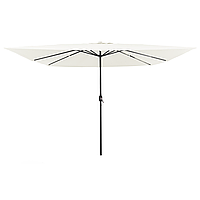 Umbrelă pătrată cu lumini LED 295x245 cm Bej
