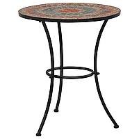 Masă de bistro mozaic, portocaliu/gri, 60 cm, ceramică