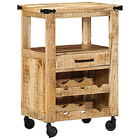 Troler de Bucătărie 55x40x80 cm Lemn Rustic Masiv de Mango