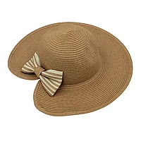 Pălărie plajă damă maro cu fundă
