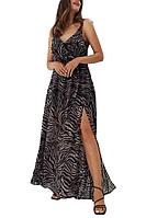 Rochie maxi, culoare animal print, amestec de poliester si viscoza, marimea 34 EU