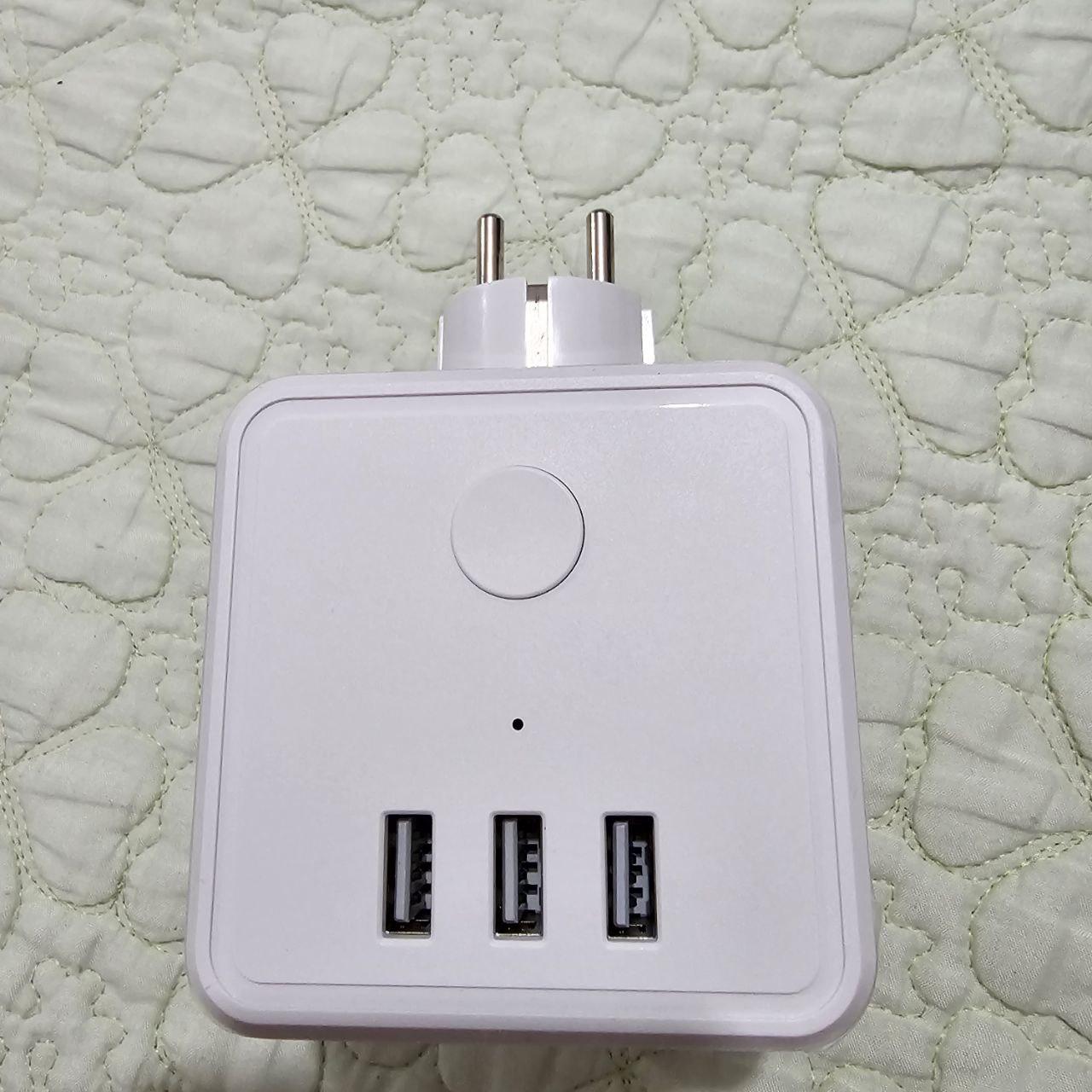 Cub de priză fără cablu, cub de priză cu 3 USB, priză multiplă fără cablu, mufă multiplă cu 3 căi, adaptor pri - foto 1 - id-p91258001