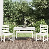 Set de dining pentru grădină, 4 piese, alb, lemn masiv de pin