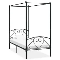 Cadru de pat cu baldachin, gri, 90 x 200 cm, metal