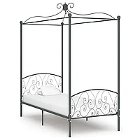Cadru de pat cu baldachin, gri, 90 x 200 cm, metal
