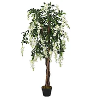 Arbore artificial wisteria 560 frunze 80 cm verde și alb