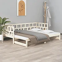 Pat extensibil de zi, 2x(90x200) cm, lemn masiv de pin