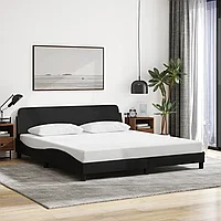 Cadru de pat fără saltea, negru, 160x200 cm, textil