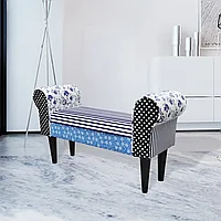 Bancă, design mozaic, albastru & alb