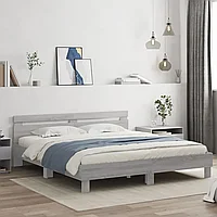 Cadru de pat cu tăblie gri sonoma 180x200 cm lemn prelucrat