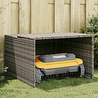 Garaj pentru mașina de tuns iarba, gri 86x90x52/57 cm poliratan