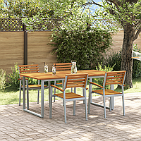 Set de dining de grădină 5 piese din lemn solid de acacia și metal