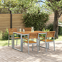 Set de dining pentru grădină , 5 piese, din lemn solid de acacia și metal