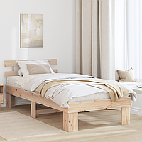 Cadru de pat cu tablie 90x190 cm din lemn masiv de pin