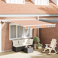 Marchiză manuală retractabilă cu LED, cu dungi colorate 350x250 cm
