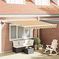 Marchiză retractabilă manuală cu dungi LED multicolore 350x250 cm