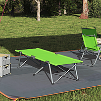 Pat Camping Pliabil Verde închis Metal, Poliester O persoană