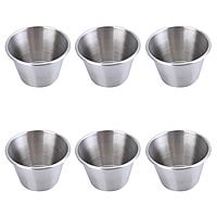 Set 6 boluri din otel inoxidabil pentru sos si dips, argintiu, 75ml, 7x4.5cm
