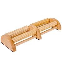 Aparat de masaj dublu, cu 2 role, pentru picioare, lemn, 26x9x5 cm