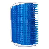 Perie masaj pentru pisici, fixare pe perete, detasabila, bleu