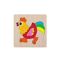 Puzzle din lemn, cocos 15x15 cm, multicolor, 6 piese