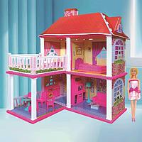 Casa de joacacu 2 etaje, cu papusa si accesorii incluse, 62.5x9x48cm, multicolor