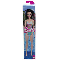 PAPUSA BARBIE BRUNETA CU COSTUM DE BAIE ALBASTRU