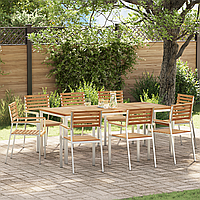 Scaune de grădină stivuite 8 pcs 54.5x56x89 cm din lemn masiv de tec
