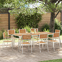 Scaune de Grădină Stivuite 8 pcs 54.5x56x87 cm Lemn Solid de Tec