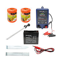 Kit complet gard electric 12V, 1 Joule, baterie 12V/17 Ah, lungime fir 1000m, 100 izolatori, kit poarta