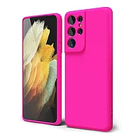 Husa compatibila Samsung Galaxy S21 ULTRA din sIlicon catifelat cu interior din microfibra si protectie la