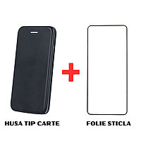 Pachet protectie completa pentru Oppo A58 4G - Husa Tip Carte + Folie protectie sticla - Negru