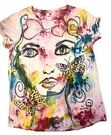 TRICOU DIN BUMBAC PICTAT MANUAL FLUTURI